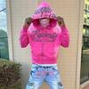 Autumn High Street Trendy Unique Letter Printed Harajuku Round Neck Zipper Hoodie