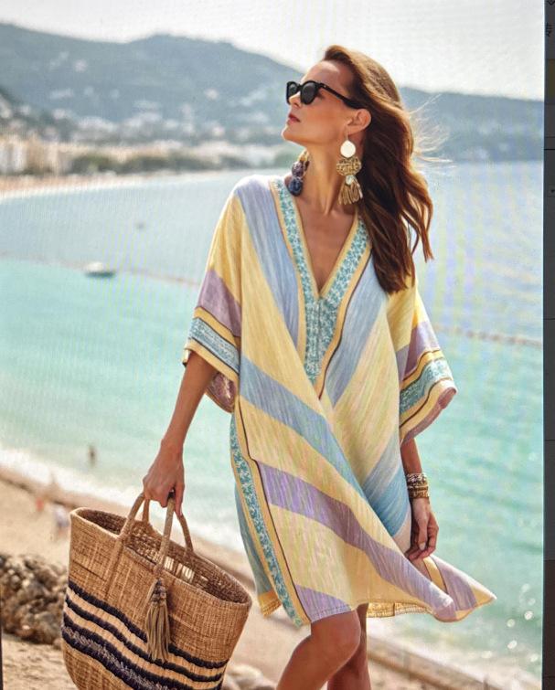 Women's V Neck Short Sleeve Midi Dress Loose Fit Relaxed Waist Elegant British Style 3D Printed Beach Coverup Casual Vacation Dress