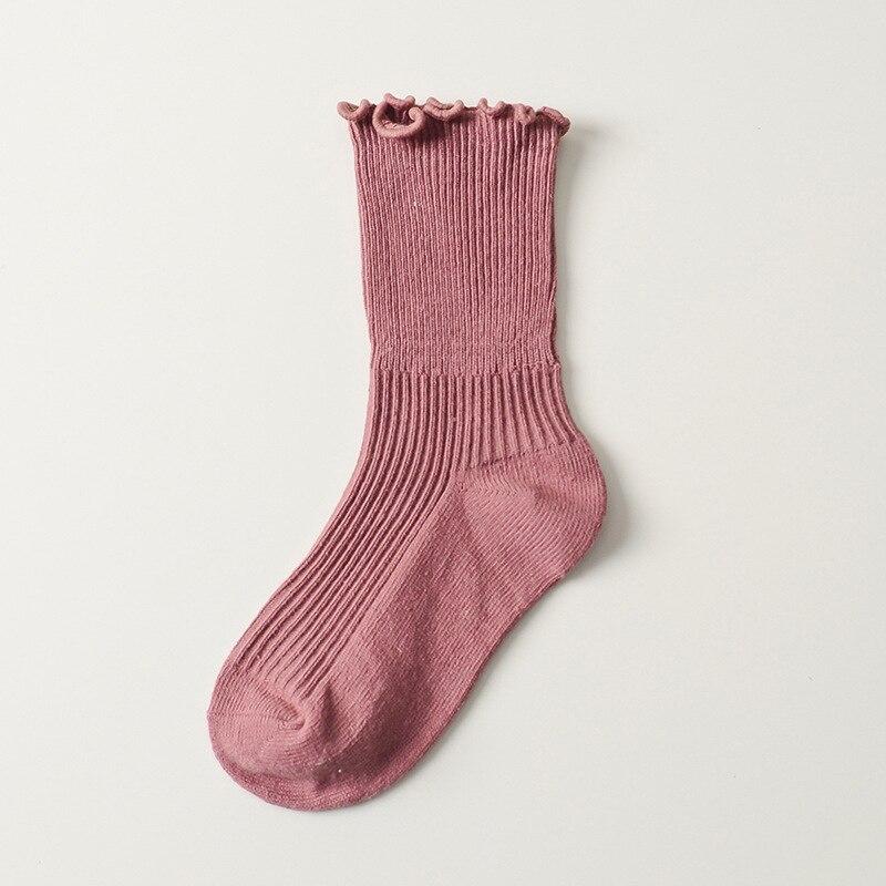 

1 пара детских носков для девочек, простые однотонные носки до середины икры для маленьких девочек, весенне-летние хлопковые носки с оборками для девочек S красный