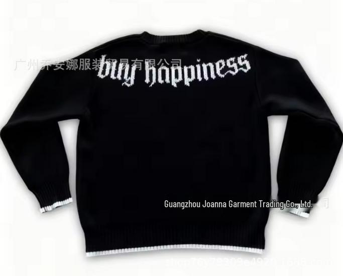 Unisex Europäischer Stickerei Lockerer Strickpullover – High Street Jacquard-Design, Rundhalsausschnitt, Herbst/Winter Kollektion