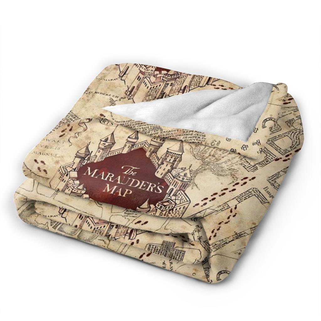 Marauders Map Flannel Blanket Soft Warm Throw Blanket for Home Decor Camping Fashion Bedspread Sofa Bed Cover