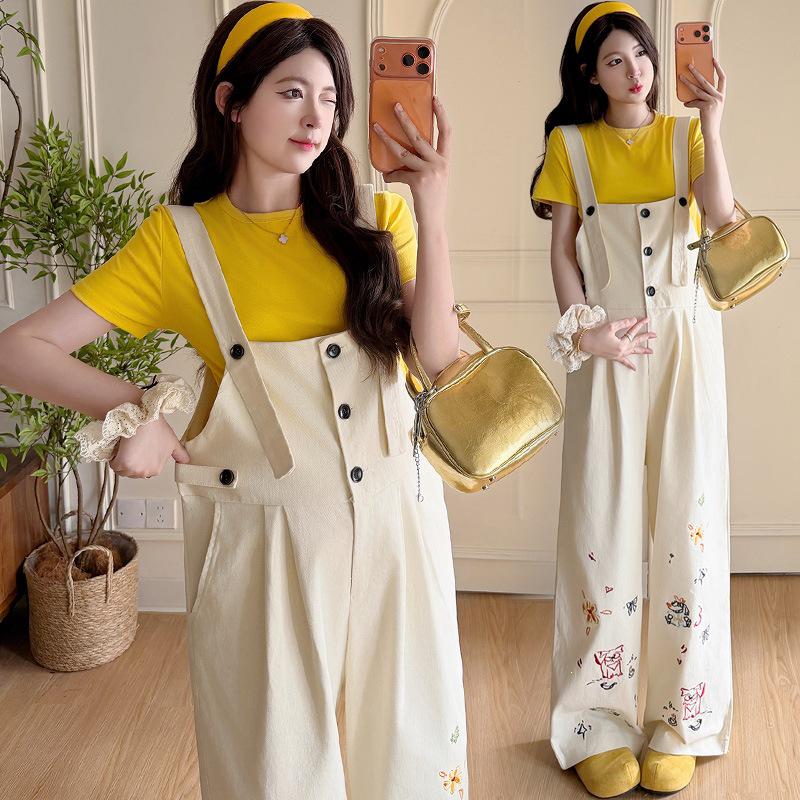 2026 Spring/Summer Maternity T-Shirt & Embroidered Pants Set M