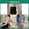 Spring White Satin Tiefront Shirt For Women With 3d Pattern And Vintage Style