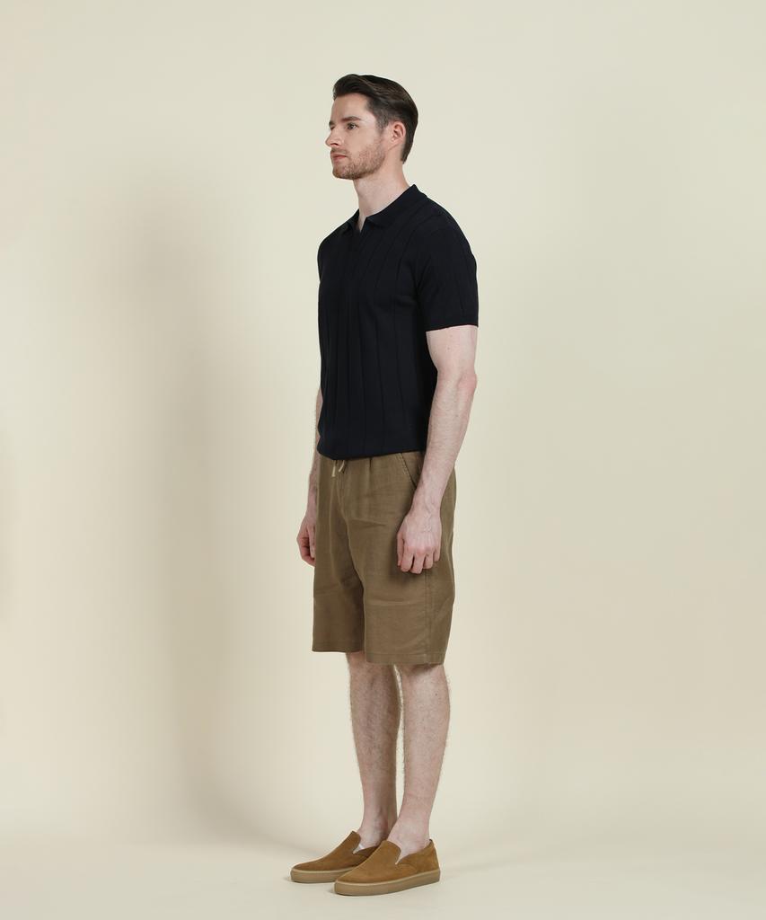 PANICALE Navy Stripe Johnny Collar Polo Knit