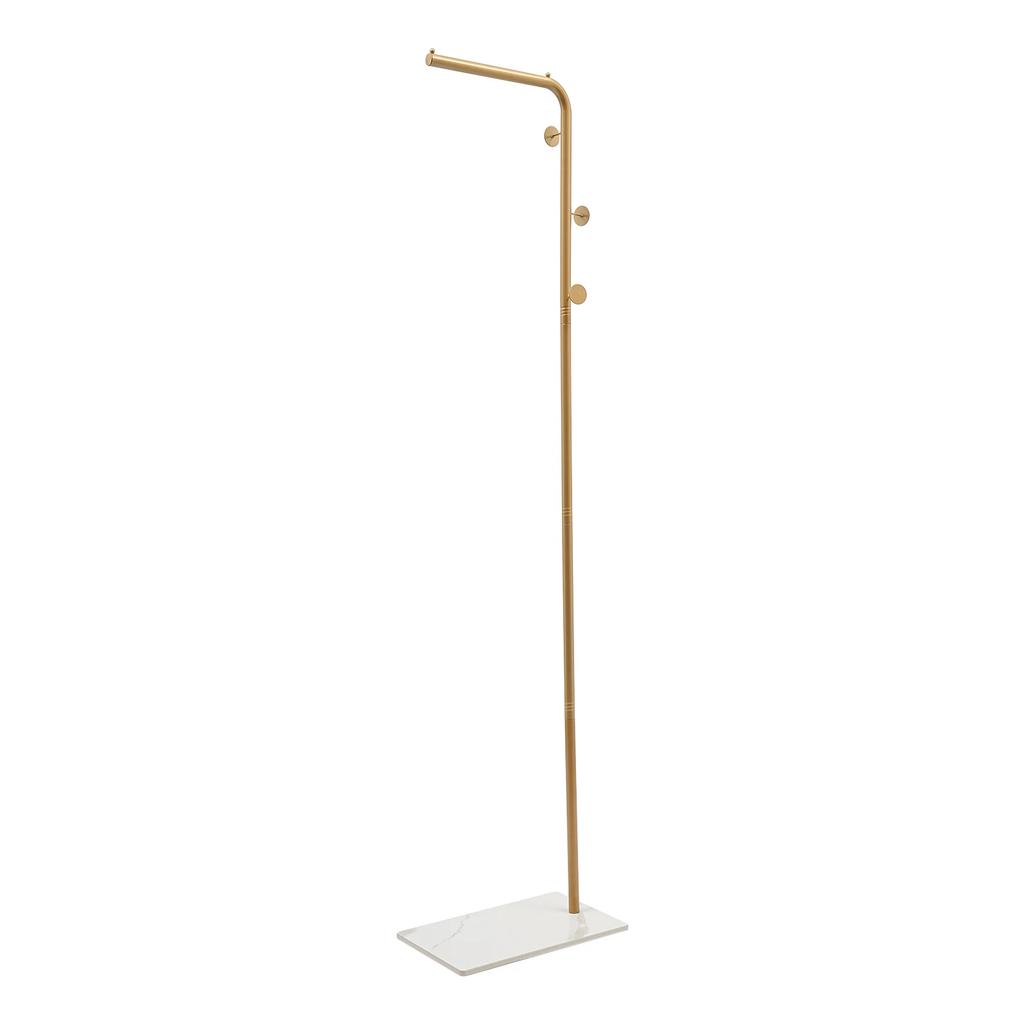Modern Free Standing Coat Rack with 3 Hooks and  Slate Base, Perfect for Organizing Clothes, Bags, and Accessories in Small