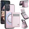 For Samsung Galaxy A51 4G SM-A515 Leather Back Cover Compatible with MagSafe JEEHOOD J06 Phone Case with Card Bag RFID Blocking