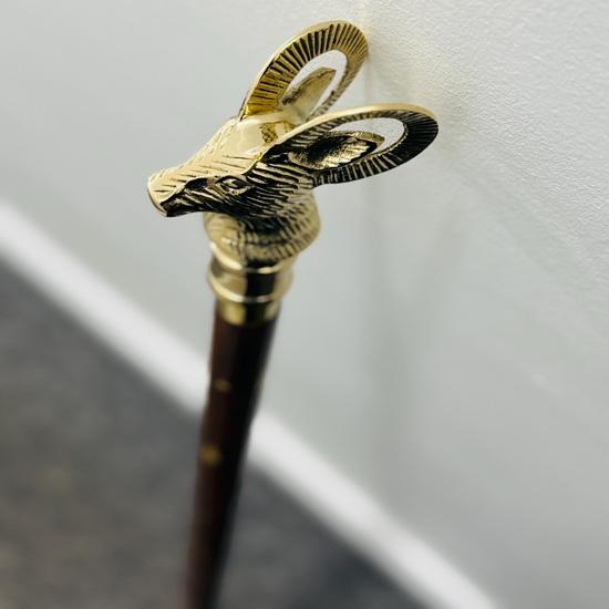 

Латунна Голова Барана Тростина Палиця Вінтажний Стиль Дерев яна Ручка Колекційний Подарунок Продавець з Лондона