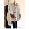 Round Neck Sweater Coat Autumn and Winter Outer Wear Knitted Cardigan Tops