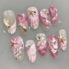 24 STKS Cartoon 3D Octopus Zeester Ontwerp Amandel Press-on Nagels Zomer Zeester Blauw Franse Nep Nagels voor Vrouwen Draagbare Manicure