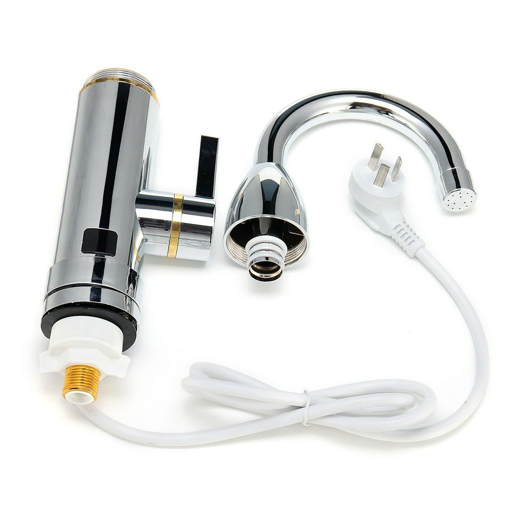 220V 50HZ 3000W Instant Electric Faucet Tap Hot Water Heater Home Stainless Steel Under Inflow LED Display Bathroom Kitchen