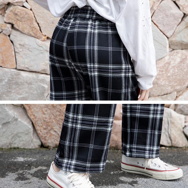 Sportovní kalhoty Elasticity Sportovní kalhoty Top volné elastické kostkované joggingové kalhoty v pase