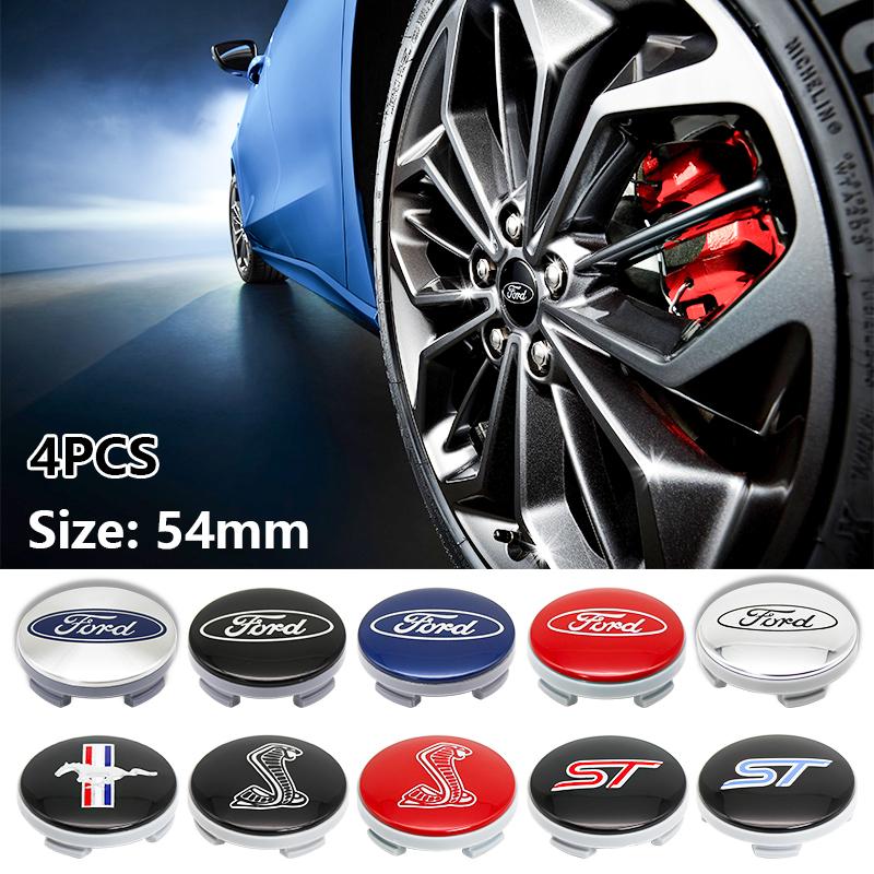 Car Sticker 4pcs 54mm 5.4cm wheel hub logo fitting for the Ford Focus Fusion Fiesta Mustang ST F-150 Mondeo center hub cap