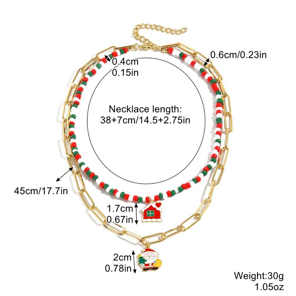 Christmas Tree Rice Beaded Chain Santa Cartoon Pendant Bracelet  Women