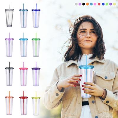 24oz Plastikstrohhalmbecher Kreativer transparenter Kaltgetränkebecher mit Deckel