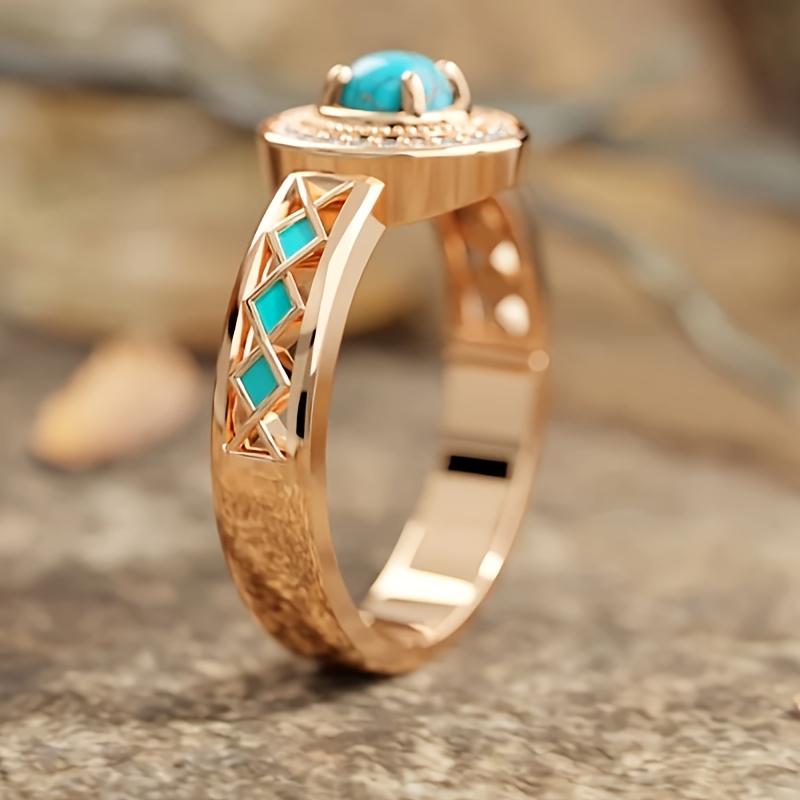 Vintage Bohemian Geometric Hollow Carved Floral Ring Women's Ethnic Style Holiday Accessories Jewelry Gifts
