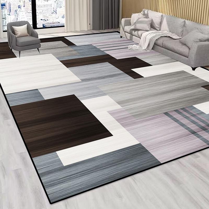 Nordic Style Living Room Carpet Modern Color Blocking Floor Washable Carpet Sofa Tea Table Rug Bedroom Floor Rugs Non-Slip Mat