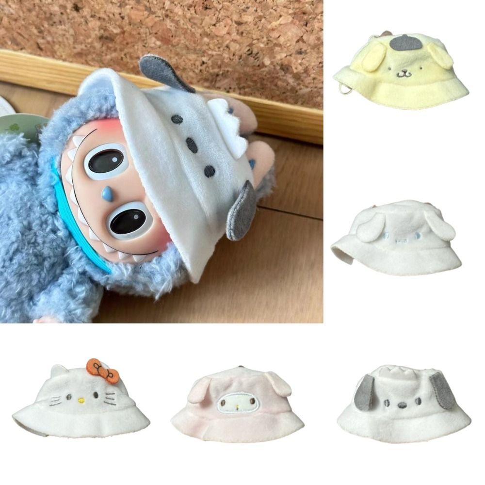 

Doll s Clothes 17cm Labubu Hats Keychain Plush Dolls Clothes Cap DIY Clothing Toys жёлтый