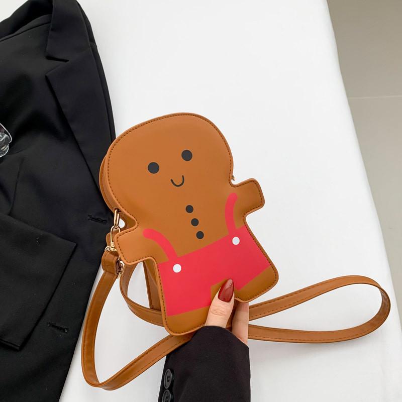 

Elegant And Cute Korean Street Style Round Cartoon Crossbody Bag With Cozy Synthetic Leather Lining Brown