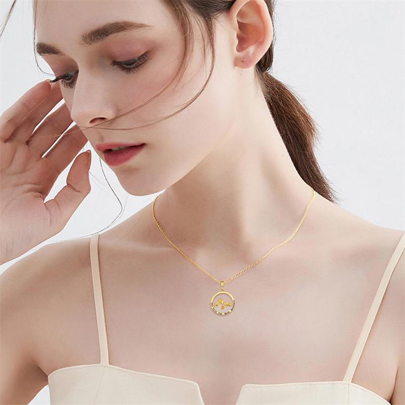 Simple Faith Round Hill Mustard Seed Golden Silver Lettered Stainless Steel Necklace