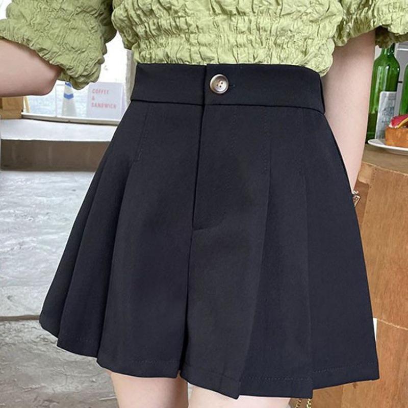 

Женские белые шорты из ледяного шелка с высокой талией, А-силуэта, плиссированные, с широкими штанинами, из шифона для лета Medium