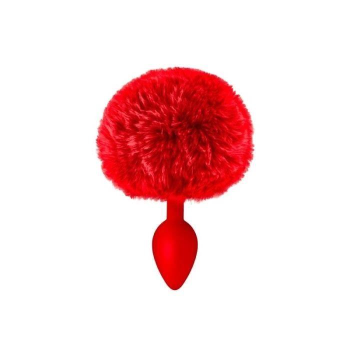 Plug Anal - Sweet Caress - Rouge - Silicone - Fourrure synthétique - 120mm de longueur