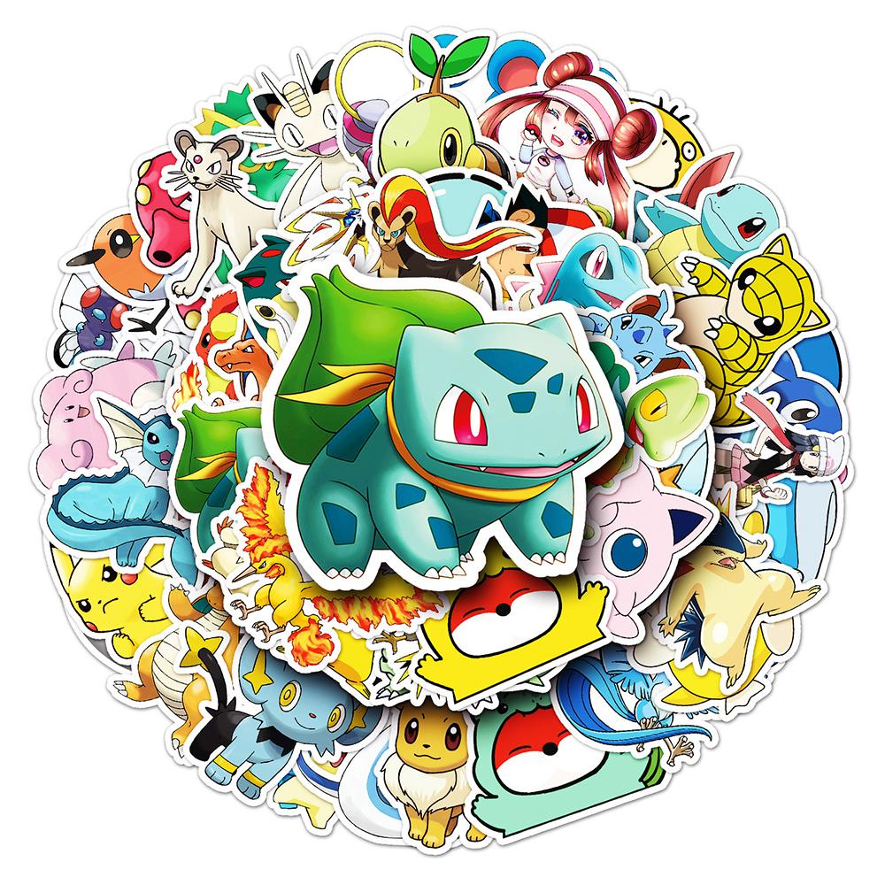 10/30/50pcs Kawaii Pikachu Stickers Japanese Anime Waterproof Decal DIY Skateboard Helmet Suitcase Classic Manga Sticker