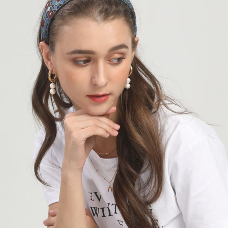 LALA Ethnic Lattice Hairband P-BLUEWINE