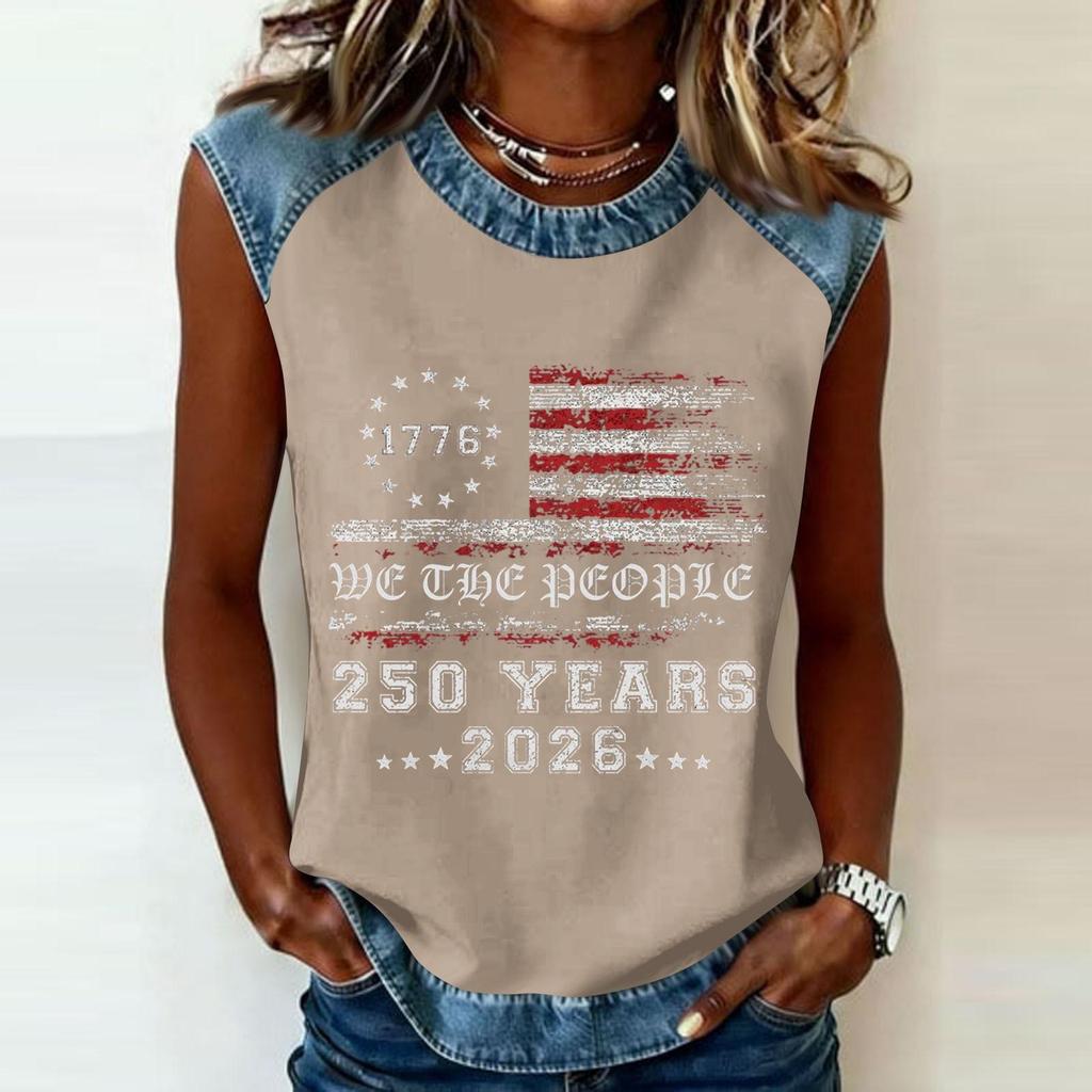 Women's Casual Round Neck Pullover Printed T-Shirt Top