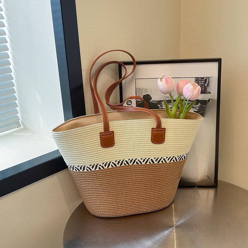 

Соломенные плетеные сумки для женщин в стиле инс, новый стиль, пляжная и приморская, для отдыха на открытом воздухе, большая вместимость, на плечо