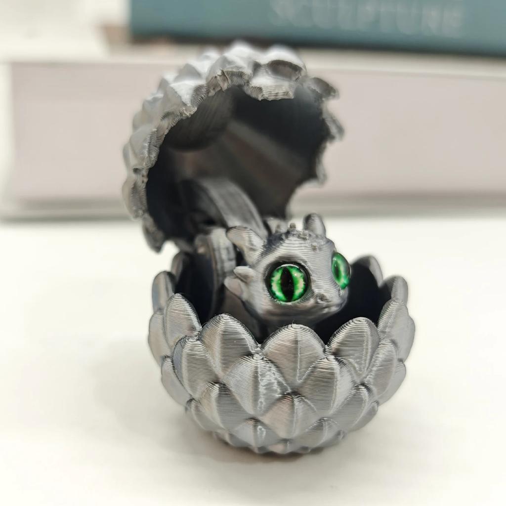 3D Printed Mini Crystal Small Dragon Egg Set (Random Eyes) Gradient Color Toy Desktop Ornament Children's Gift Home Decor
