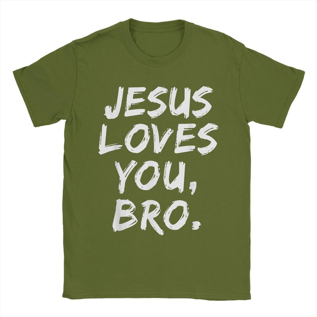 Jesus Loves You Bro Christian Believer Faith God Religious Men's T Shirt  Vintage Tee Shirt Short Sleeve O Neck T-Shirt Clothes