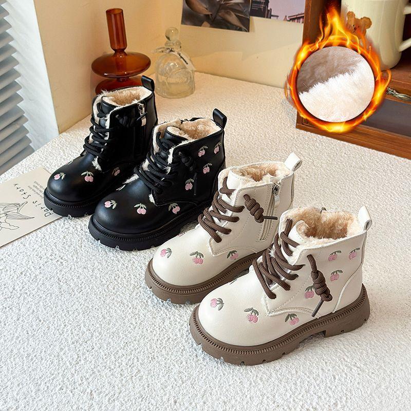 Children's Fashionable Princess Boots for Autumn and Winter, Sweet Embroidered Single Boots for Girls
