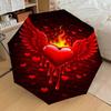 1pc Heart Wings Automatic Open/Close Umbrella Compact Folding Umbrella with 8-Rib Shaft for Women/Men, Portable Travel Umbrella,1185S