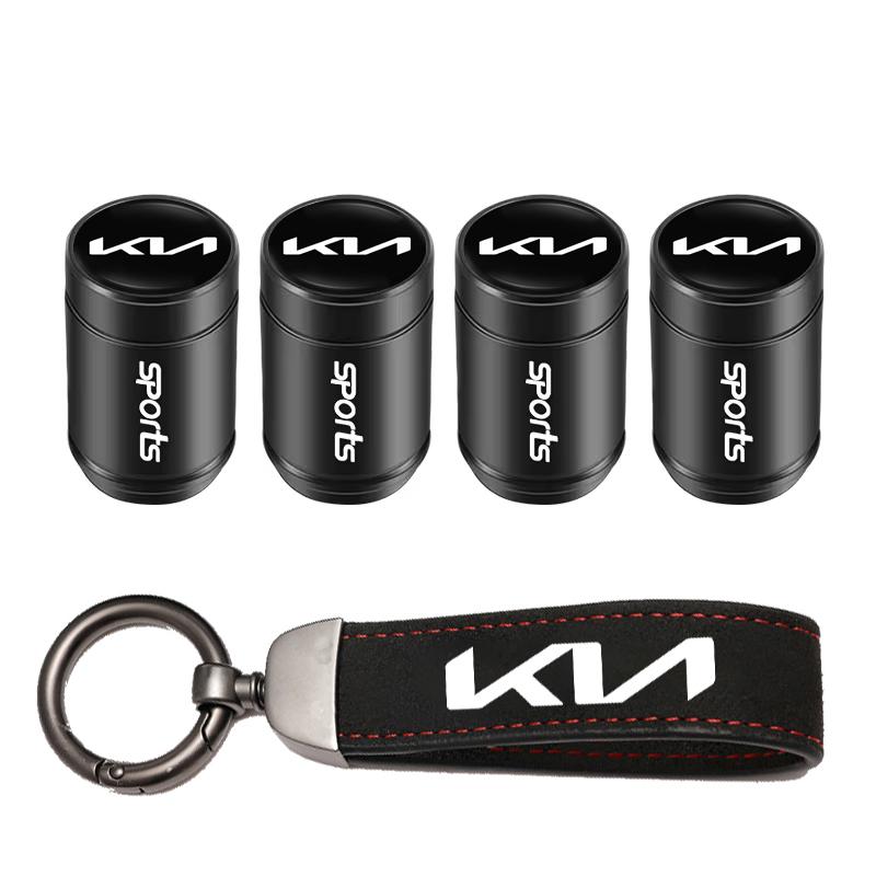OYQZ3 Car Tire Wheel Valve Caps Cover Suede Car Key Chain Ring Keychain For KIA EV6 Stinger RIO Sorento Picanto Ceed Borrego Syros K4