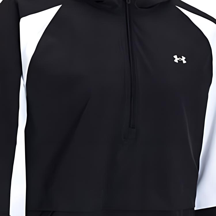 Under Armour Half-Zip Colorblock Hoodie Jacket Women Tops Black 1365959-001