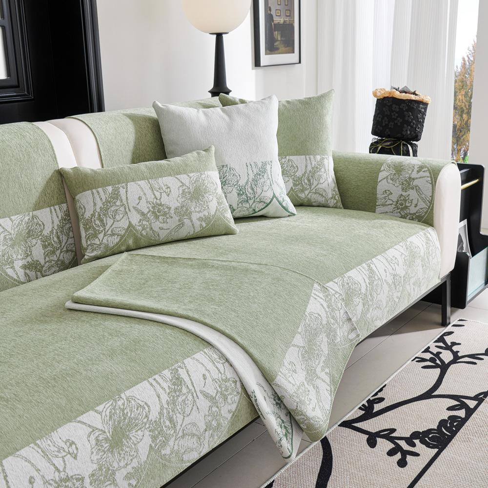 

Черная диванная подушка из синели в стиле ретро, ​​универсальная нескользящая прямая кожаная подушка для дивана на четыре сезона 70X70