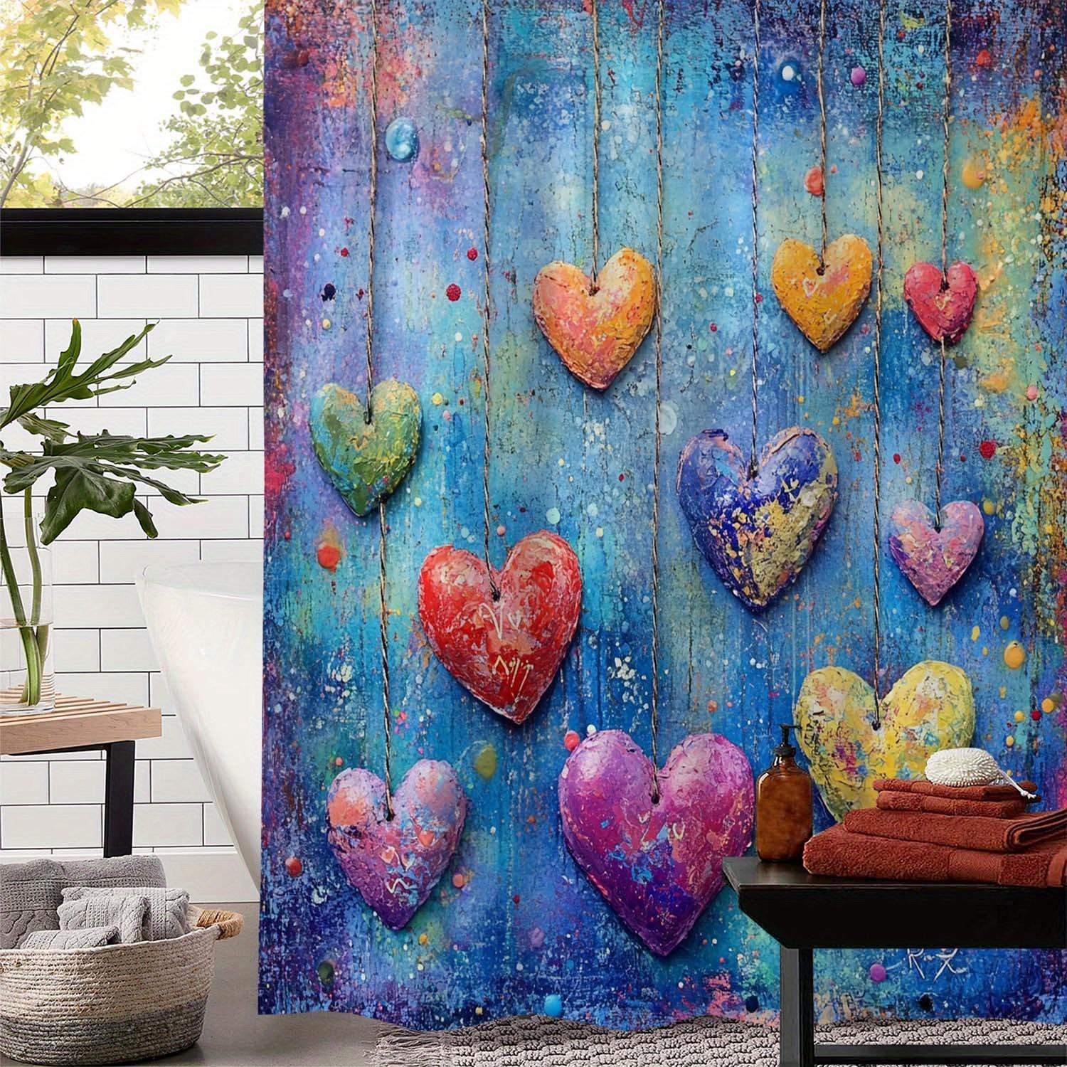 

Open One Romantic Valentine S Day Love Print Shower Curtain, Window Curtain With 12 Hooks Curtain For Windows W60H190(CM)-1 Pcs