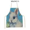 Flower Rabbit Beauty Pattern Kitchen Aprons for Women Men Linen Waist Bibs Household Cleaning Pinafore Home Cooking Apron