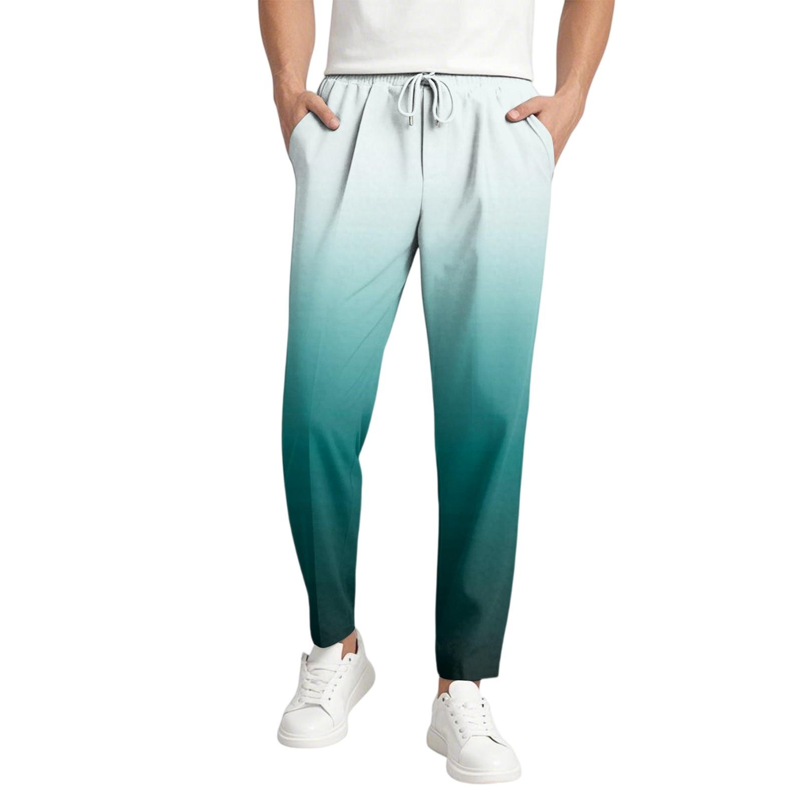 

Мужские повседневные брюки с градиентом, эластичный пояс на шнурке, легкие и облегающие, с карманами, удобные и дышащие S