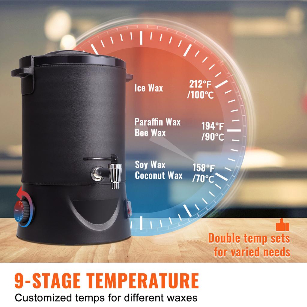 SucceBuy 6.5L 10L Wax Melter for Candle Making Large Electric Wax Melting Pot Easy Pour Spout 9-Level Temperature Control