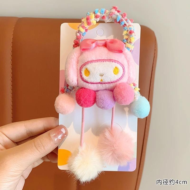 Dětská čelenka Kuromi Čelenka Příze Roztomilá Kreslená Gumička Dívka Svážejte Culík Masová hlava Sanrio Vlasový doplněk
