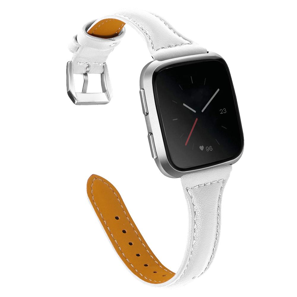 

For Fitbit Versa 2/Versa/Versa Lite/Versa SE Stylish Cowhide Genuine Leather Replacement Smart Watch Strap White
