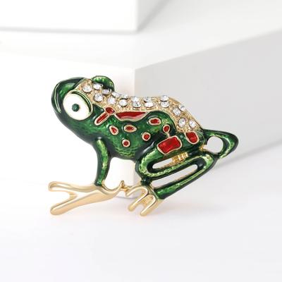 Cute Personality Creative Brooch Green Oil Drop Frog Animal Diamond Brooch