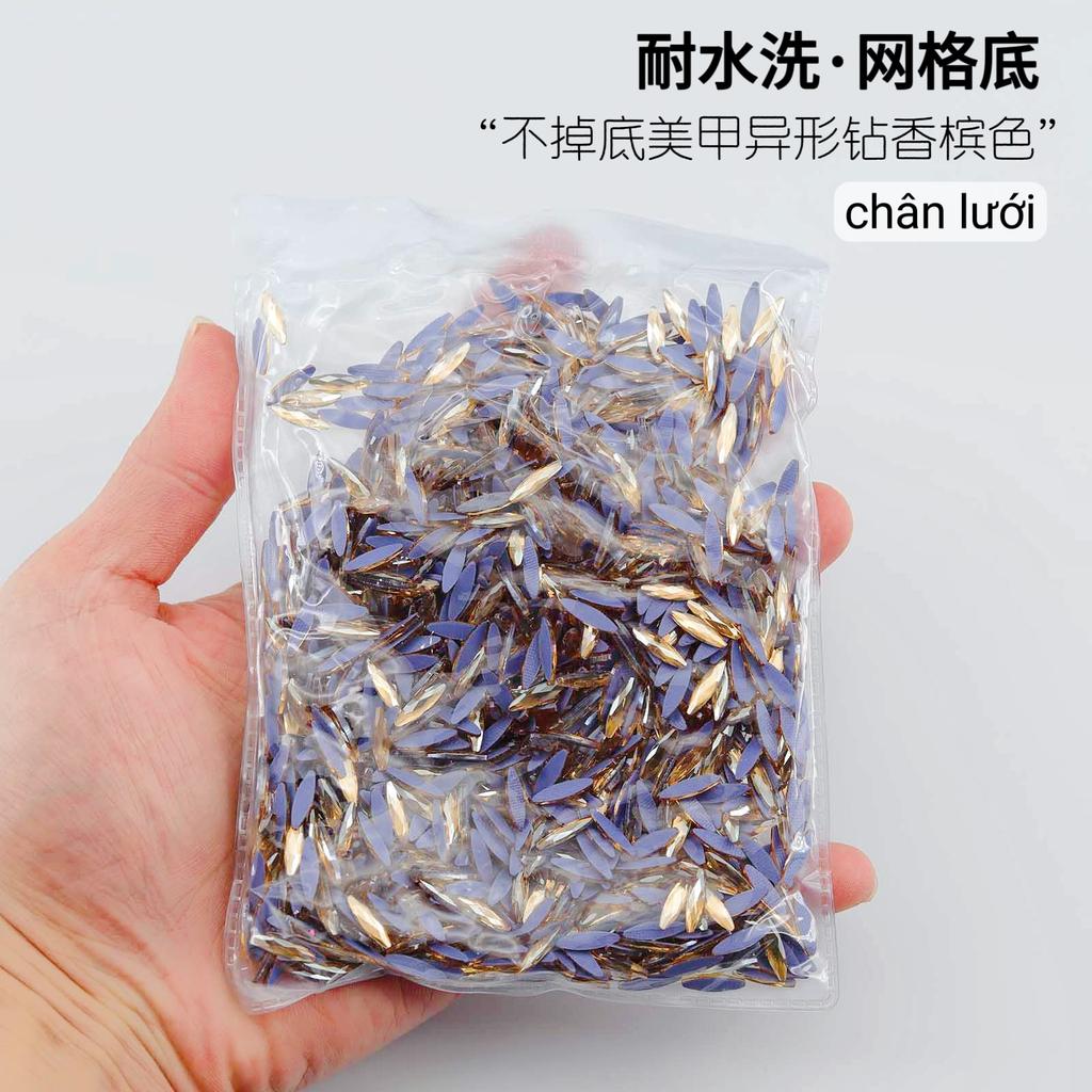 Mesh Bottom Nail Art Diamond, Champagne Special-Shaped Diamond, Small Size, No Bottom Nail Drill, Washable Flat Bottom Special-Shaped Whole Batch