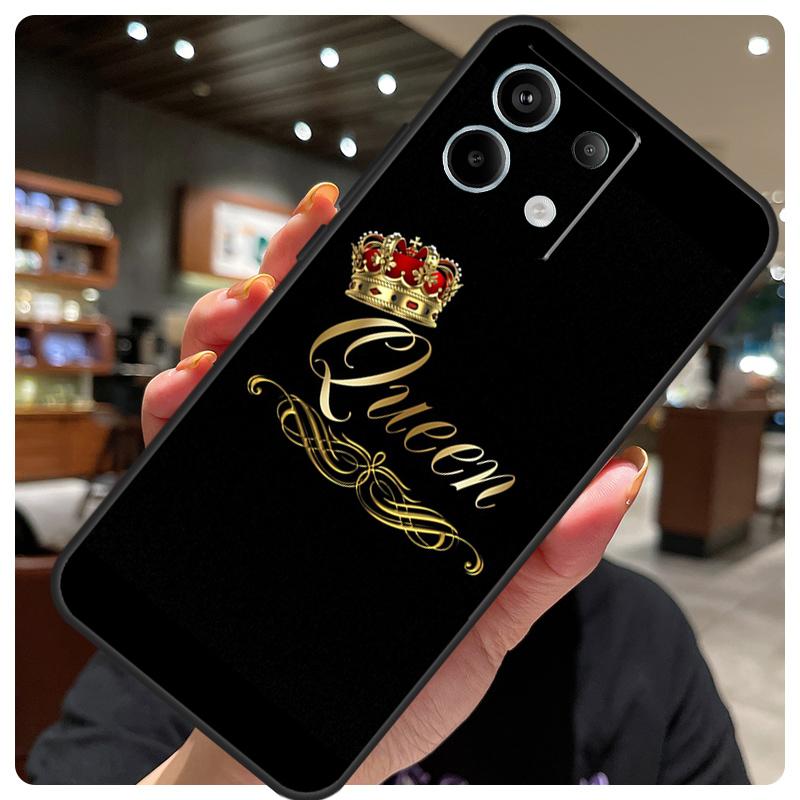King Queen Couple Lovers Case For Xiaomi Redmi Note 12 9 10 11 13 14 15 Pro Plus Cover For Redmi 13C 12C 10C 14C 15 C