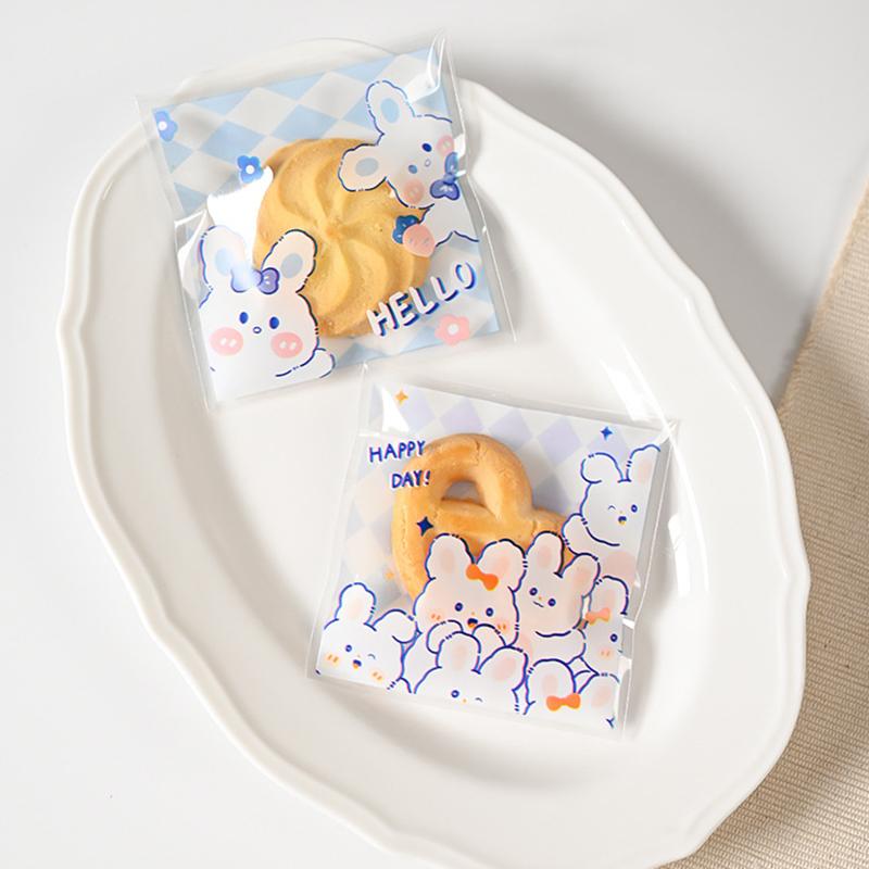 

100 шт. самоклеящиеся пакеты для закусок прозрачные мультяшные медведи кролики конфеты подарочные пакеты для дня рождения подарочные принадлежности для выпечки other