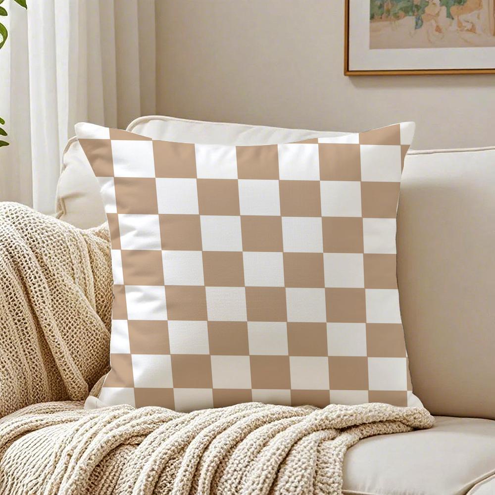 Künstlerischer Schachbrett-Stil Gedruckte Kunst-Kissenhülle Leinen-Kissenbezug Weich für Sofa Bett Wohnzimmer Dekoration