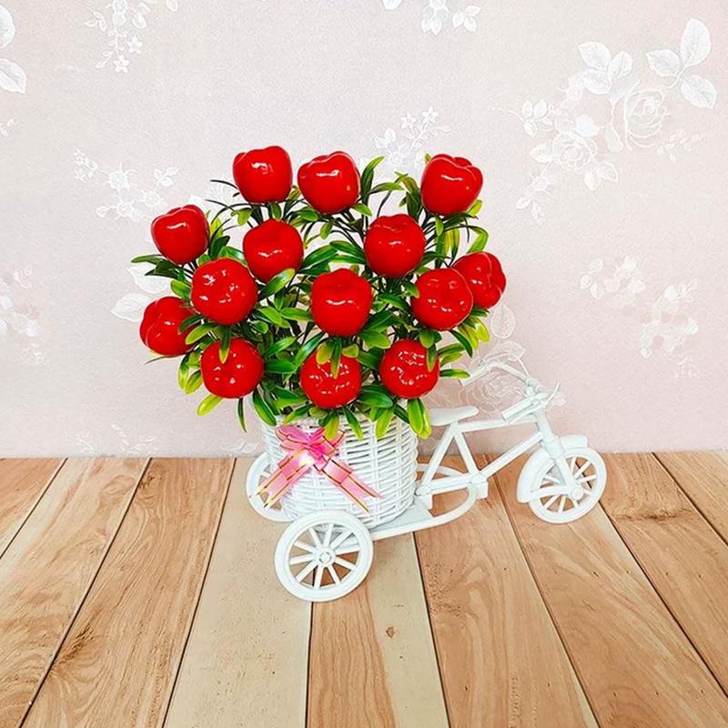 Simulation Flower Decorations Rattan Flower Basket Tricycle Bicycle Model Home Garden Wedding Party Decoration Romantic And Cute