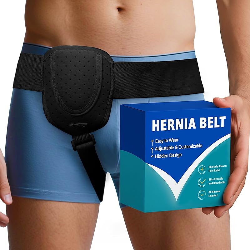Hernia Belts for Men Inguinal, Hernia Belt for Women, Inguinal Hernia Support for Left or Right Side, Comfortable Adjustable Waist Strap with чёрный