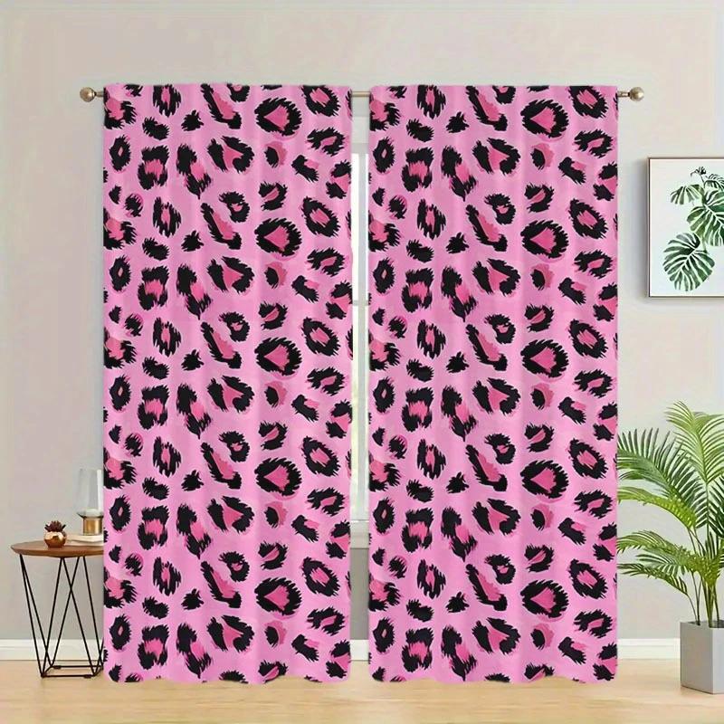 Klassische rosa Leopardenmuster-Vorhänge, Stangentaschen-Vorhänge 30*65, Schlafzimmer und Wohnzimmer, Heimdekoration, Zimmerdekoration